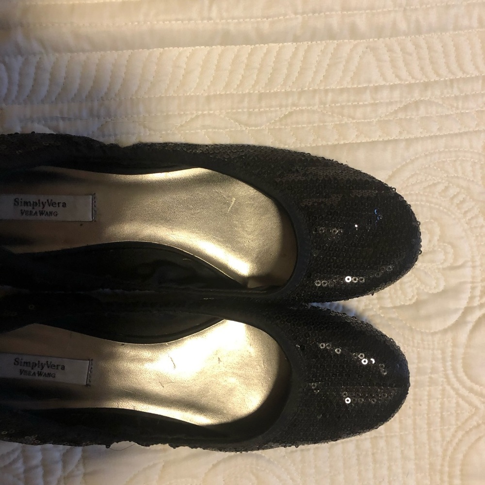 BLACK SEQUENCED flat shoes